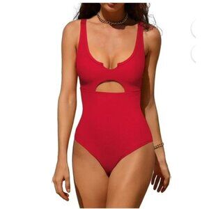 Charmo Womens Red Cutout Monokini One Piece Swimsuit Size Small Beach Pool Sexy